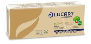 Papierové vreckovky EcoNatural, prírodná hnedá, 4-vrstvové, 10x9 ks, LUCART